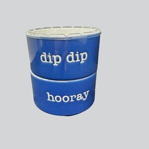 Stacked Bowls Set Dip Condiments Blue Holiday Party Patriotic 4th of July